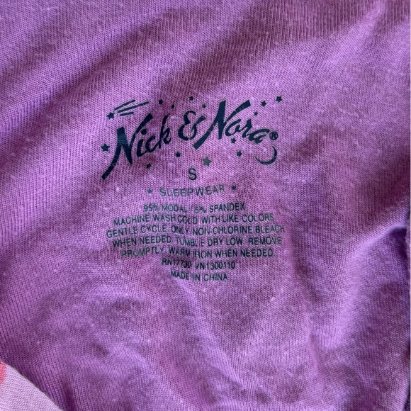 Nick & Nora Lavender Sock Monkey 2 piece PJ Set size small - Picture 4 of 7